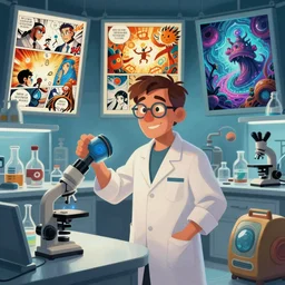 photo cartoon bd illustration comic manga painting of laboratory environement : 6 fantasy environement, digital painting, volumetric lighting : 1 artist bd enki bilal : 1 0 0 0