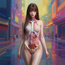 random beautiful girl, symmetry, anotomy true, realistic, wide focus, 8k ultra, soft light, RTX on, VFX, octane render, pixiv, pinterest, colorful, more reflection, insanely detailed, art by famous artist, art by Laurie Lipton