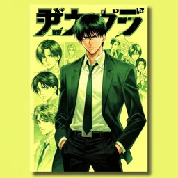 professionally drawn seinen mature cyberpunk detective horror action manga comic cover, full color, beautifully drawn coherent professional, drawn by ilya kuvshinov, satoshi kon, kentaro miura, dave mckean, tsutomu nihei. japanese script kanji hiragana on the cover. simple minimalist stylized cover art. yellow green cel shaded