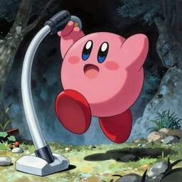 kirby hanging out with jack kirby while using a kirby vacuum, the style of beksinski