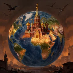 saint petersbourg in a post apocalyptic earth as seen by greg rutkowski, dark theme, enchanted, warm colors, high quality, waw, trending on artstation