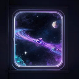 a window to space / a window to space in a synthwave style, digital art