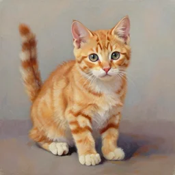 palette knife oil painting of an orange tabby kitten