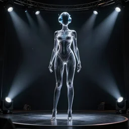 digital concept art by artgerm, moebius and laurie greasley. just one lonely namilia attctive showgirl!! full body!! future head set. contour light effect!! 8 k, black tape project show. stage light. octane render. sharp edge. ultra clear detailed