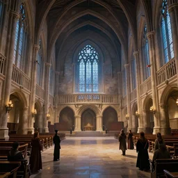hogwarts great hall epic illustration fantasy ancient castle mage interior,