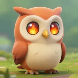 full shot,a cute owl Pokémon with big eyes made of flame,Greg Rutkowski,Zatzka, Hans,trending on artstation, High detail
