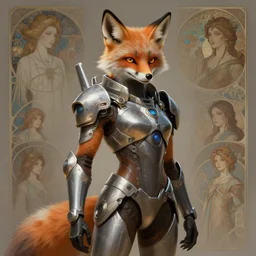 a anthropomorphic cyber fox wearing scifi armor, diffuse lighting, fantasy, intricate, elegant, highly detailed, lifelike, photorealistic, digital painting, artstation, illustration, concept art, smooth, sharp focus, art by john collier and albert aublet and krenz cushart and artem demura and alphonse mucha