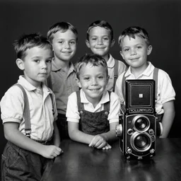 photo of Alfalfa from Our Gang, by Diane Arbus, black and white, high contrast, Rolleiflex, 55mm f/4 lens