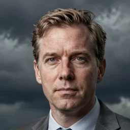 hyperrealistic geert wilders, sharingan eyes, dramatic lighting, 8 k, dark clouds