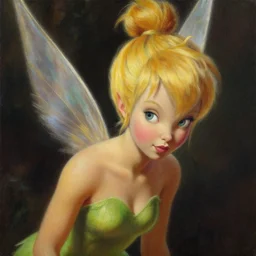 , detailed portrait of tinker bell, intricate, hyper detailed, realistic, oil painting, by julie bell, frank frazetta, cinematic lighting