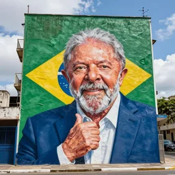 grafite art of lula inascio brazilian president at a city building by cobra, street art