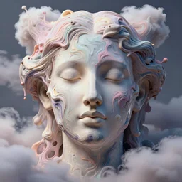 epic beautiful intricate and detailed concept art. abstract face pastel melt liquid fluid god. sculpture. noveau clouds