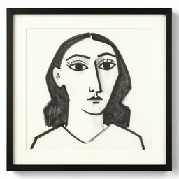 best of picasso curved lineart portraits, cubism, minimalist, framed
