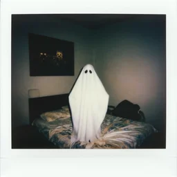polaroid photo of the ghost in bedroom