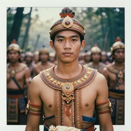 matte close - up portrait of smart and handsome laostian warriors who assemble in the forest backlighting in crowd of battlefield, ethnic costume, traditional decoration, elegant, loin cloth, highly detailed, 8 k, cinematic lighting, global illumination, ornate, super detailed, faded color polaroid, a colorized photo, colorized, # film, movie still