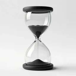 matte black hourglass, clean 3d render, octane render, isolated on a pure white background, centered, entire object in frame, sharp focus, soft studio lighting