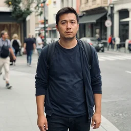 candid street photo of a man who has no idea where he is but he's trying to pretend like he isn't lost but everyone can tell that he is in fact very much lost, photo taken with an iphone, medium shot, zoomed in