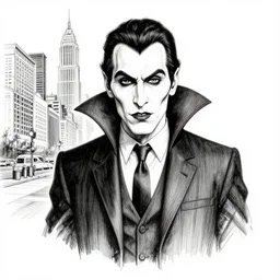 a vampire in a suit and tie from chicago, character portrait, detailed ink drawing, black and white, 9 0 s vibe, concept art by tim bradstreet