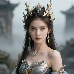 portrait of a fantasy dragon kin woman, beautiful scenery, art station, concept art