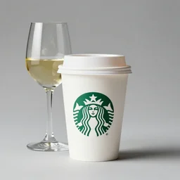 still life of starbucks cup with a glass of wine by rembrandt