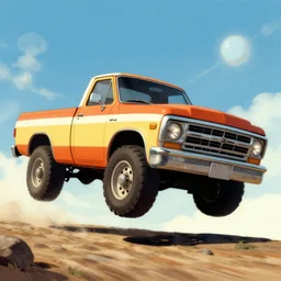 flying pickup truck in the style of ralph mcquarrie