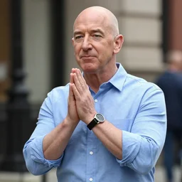 jeff bezos begging on the street, highly detailed, photograph