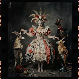 kodak portra 4 0 0, wetplate, photo of a surreal artsy dream scene,, weird fashion, grotesque, extravagant dress, carneval, animal, wtf, photographed by paolo roversi style