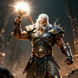zeus, god of thunder, greek god, white hair, powerful, in mortal kombat, gears of war, mythology, fantasy, splash art, movie still, cinematic lighting, dramatic, octane render, long lens, shallow depth of field, bokeh, anamorphic lens flare, 8 k, hyper detailed, 3 5 mm film grain