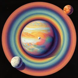 post - minimalism comic abstract cubism portrait of concentric planet holy divine, top down extraterrestial view, jupiter moon mars, iridescent orbs, vibrant color scheme, highly detailed, in the style of romanticism, cinematic, artstation, moebius, greg rutkowski