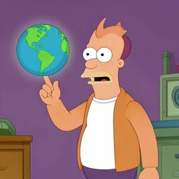 bender from futurama spinning the earth on his finger