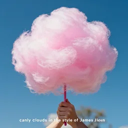 “cotton candy clouds, in the style of James Jean”
