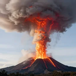 fire tornado on an erupting volcano