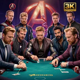 hyperrealist portrait of the avengers playing poker, photo realistic, dynamic lighting, artstation, poster, volumetric lighting, very detailed faces, 4 k, award winning