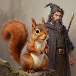 a squirrel wizard, Justin Gerard and Greg Rutkowski, realistic painting, Digital art, very detailed, High definition, trending on Artstation