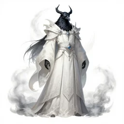 raven headed warlock, wind magic, white cloudy robes, exquisite details, full body character design on a white background, by studio muti