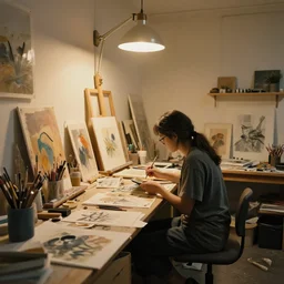 art studio, beautiful lighting, hd photography