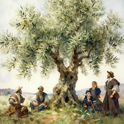 watercolor painting of olive tree, scandinavian mythology, art by hans gude, art by hans dahl, by jesper ejsing, art by anders zorn, wonderful masterpiece by greg rutkowski, cinematic light, american romanticism by greg manchess, creation by tyler edlin