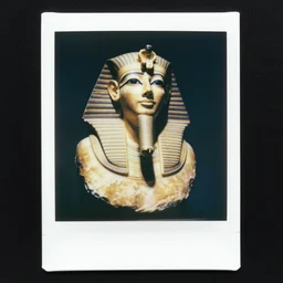 Polaroid photo of fragmented Egyptian sculpture of the Beatles