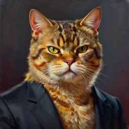 an oil painting of a gigachad cat with a chiseled jawline, giga chad, strong, dramatic impactful colors, by artgerm, hd, hdr, ue 5, ue 6, unreal engine 5, cinematic 4 k wallpaper, 8 k, ultra detailed, gta 5 cover art, high resolution, artstation, award winning