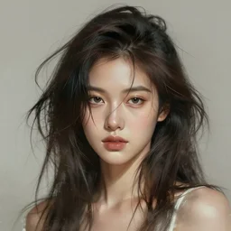 portrait of a beautiful woman with messy hair by dao le trong, vivid, concept art, detailed, masterpiece