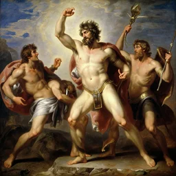 zeus banishes ares from olympus, painting by gaston bussiere, craig mullins, j. c. leyendecker, tom of finland