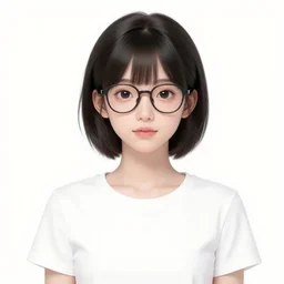 full upper-body portrait of a girl with short black hair and glasses drawn by WLOP, attractive character, colored sketch anime manga panel, trending on Artstation