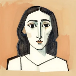 picasso curvy lineart portraits, cubism, boho palette colors