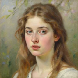 detailed portrait of greek girl, spring light, painting by lise deharme