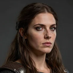 head and shoulders portrait of a barbarian, female, high fantasy, d & d, extremely detailed, face details