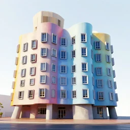 colorful frank gehry building, hyperrealism, futurism 4 k, octane render