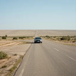 A distant shot of a big car
