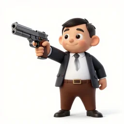 mister bean holding a gun, 4k photograph, low angle, wide shot, fast shutter speed, backlighting, in the style of james bond and sherlock holmes