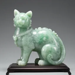 cat ornate jade sculpture