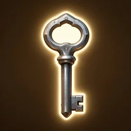 a door key, rpg item icon, Warcraft style, outer glow, solid background, trending on artstation